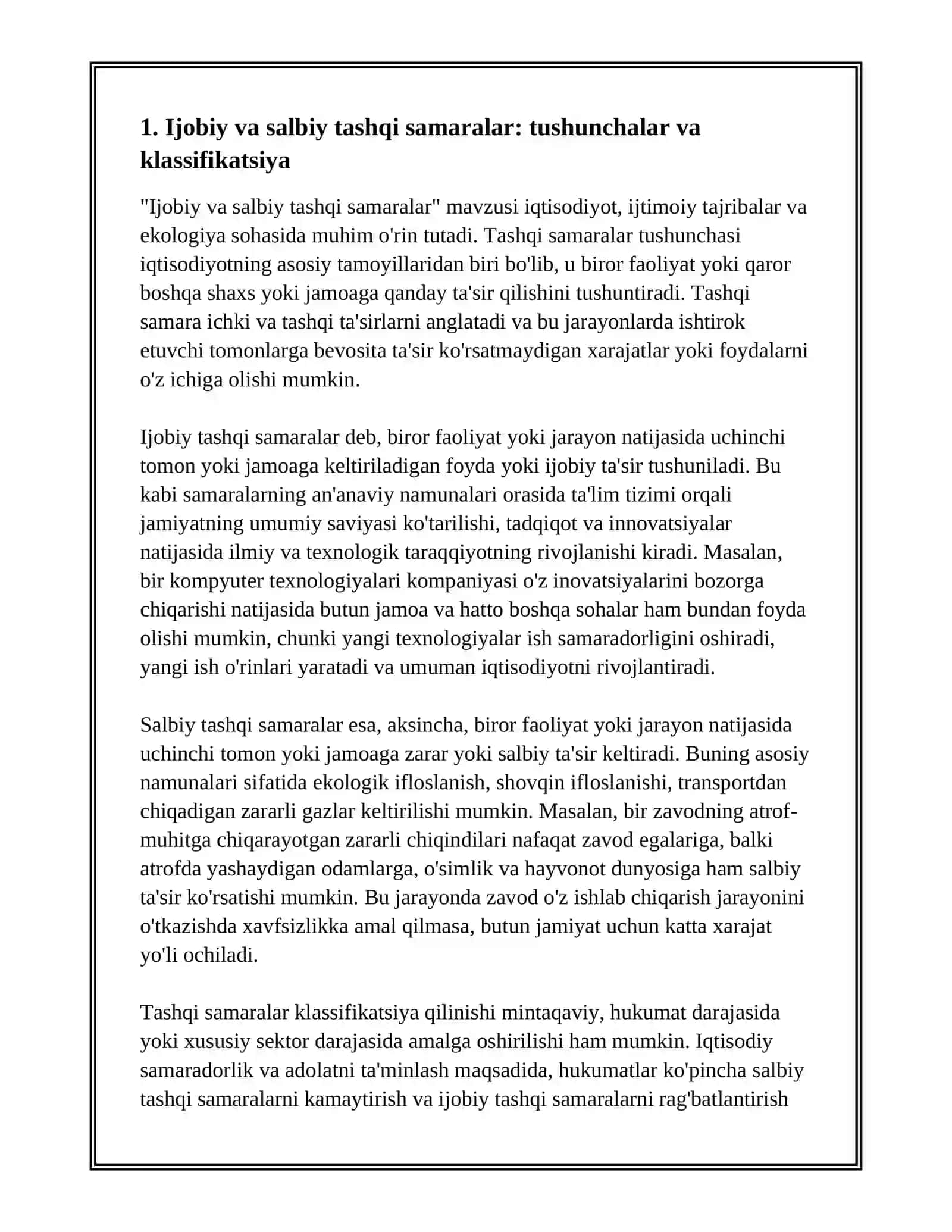 Ijobiy va salbiy tashqi samaralar 3