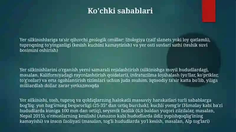 Yer silkinishlariga ta'sir qiluvchi omillar 3