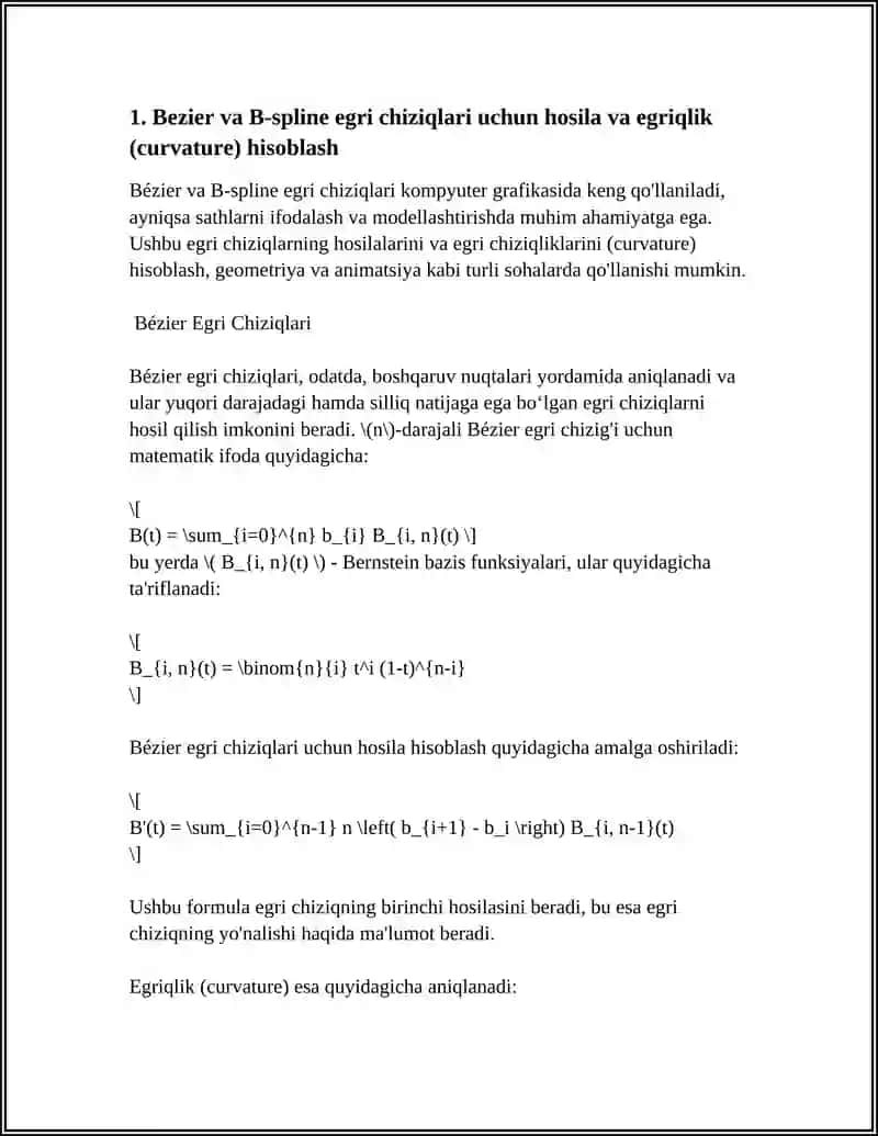 KOMPYUTER GRAFIKASIDA DIFFERENSIAL HISOB TATBIQLARI 3