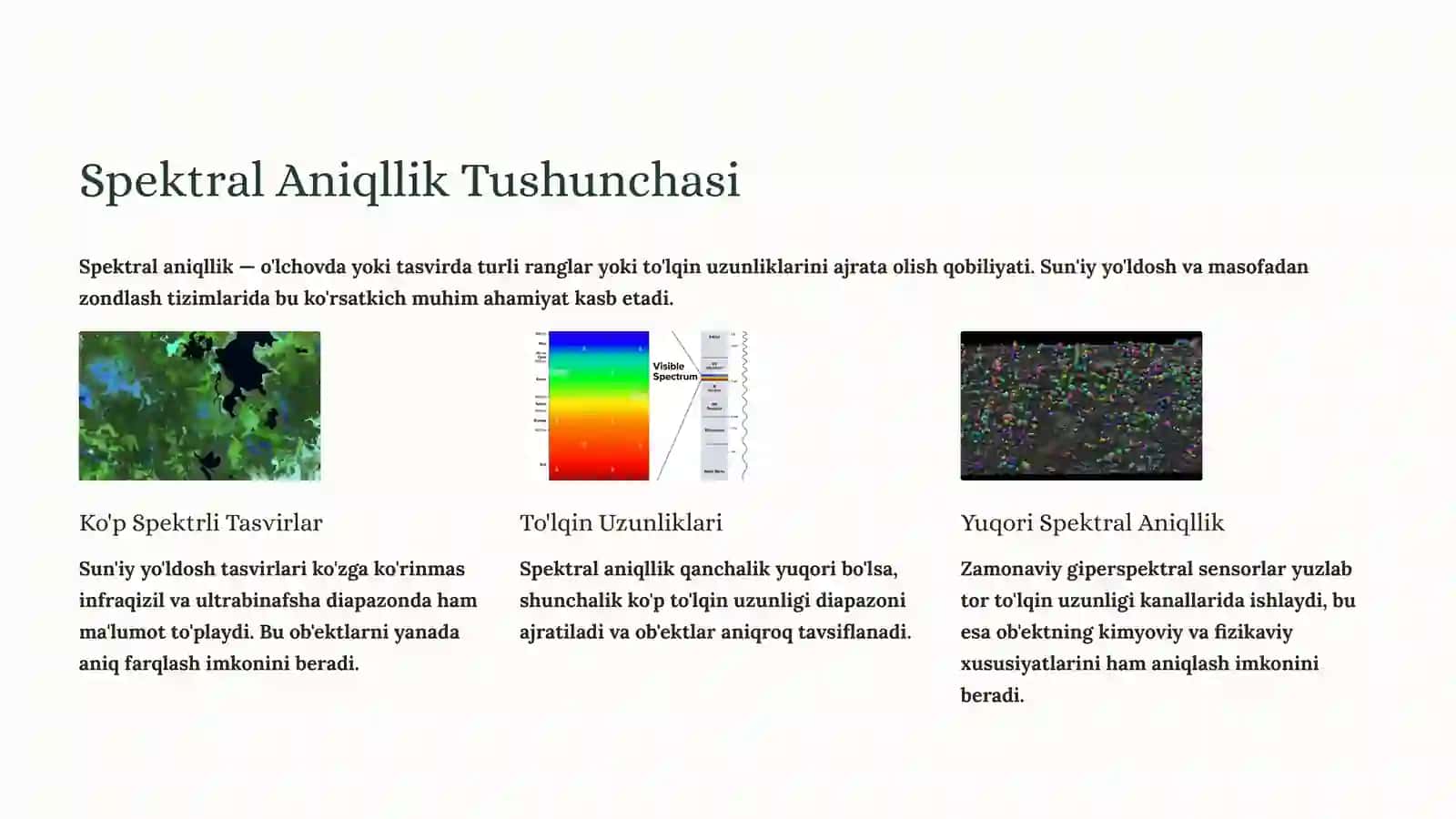 Fazoviy, Spektral va Vaqtinchalik Aniqllik (Rezolyutsiya) Tushunchalari 3