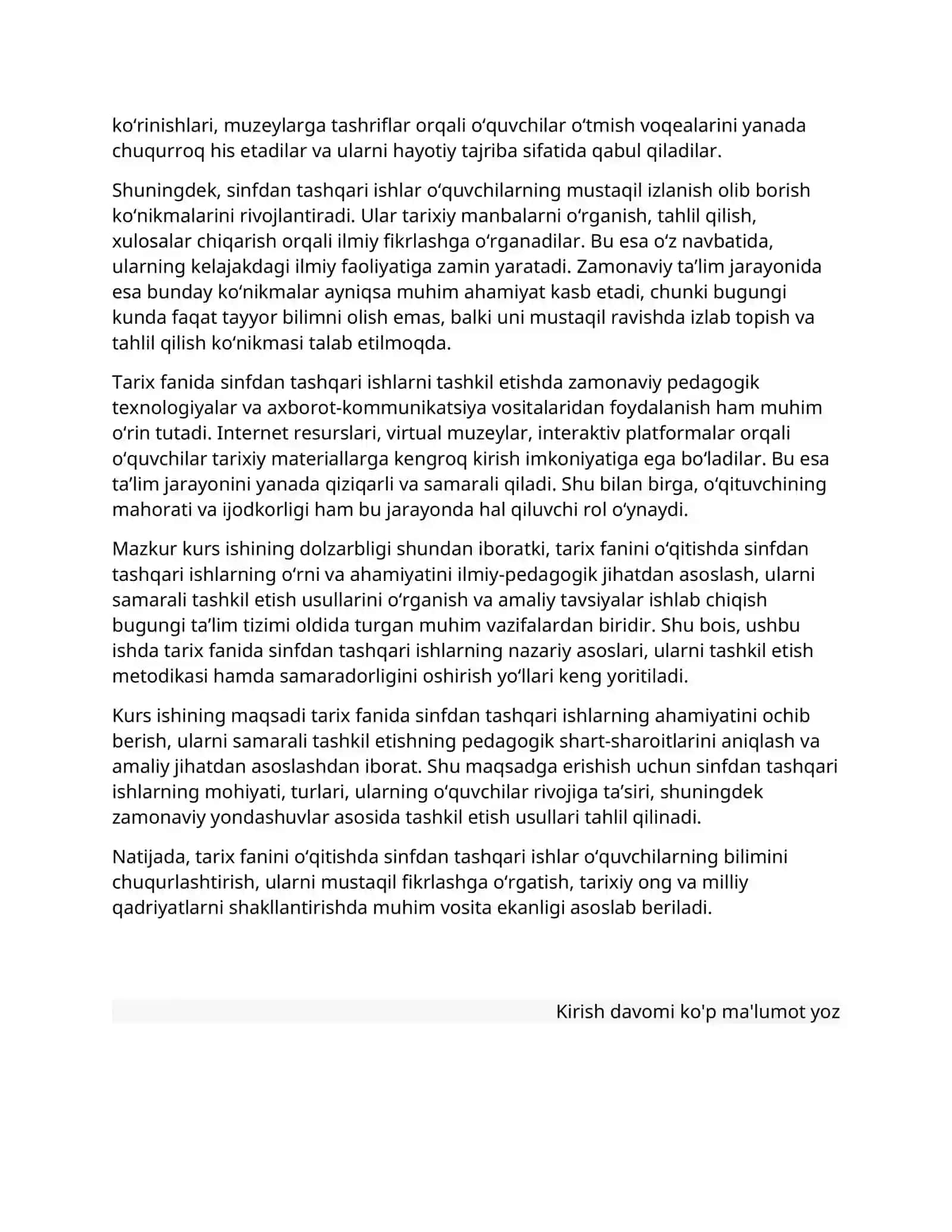 Tarix tizimida sinfdan tashqari ishlashning ahamiyati 3