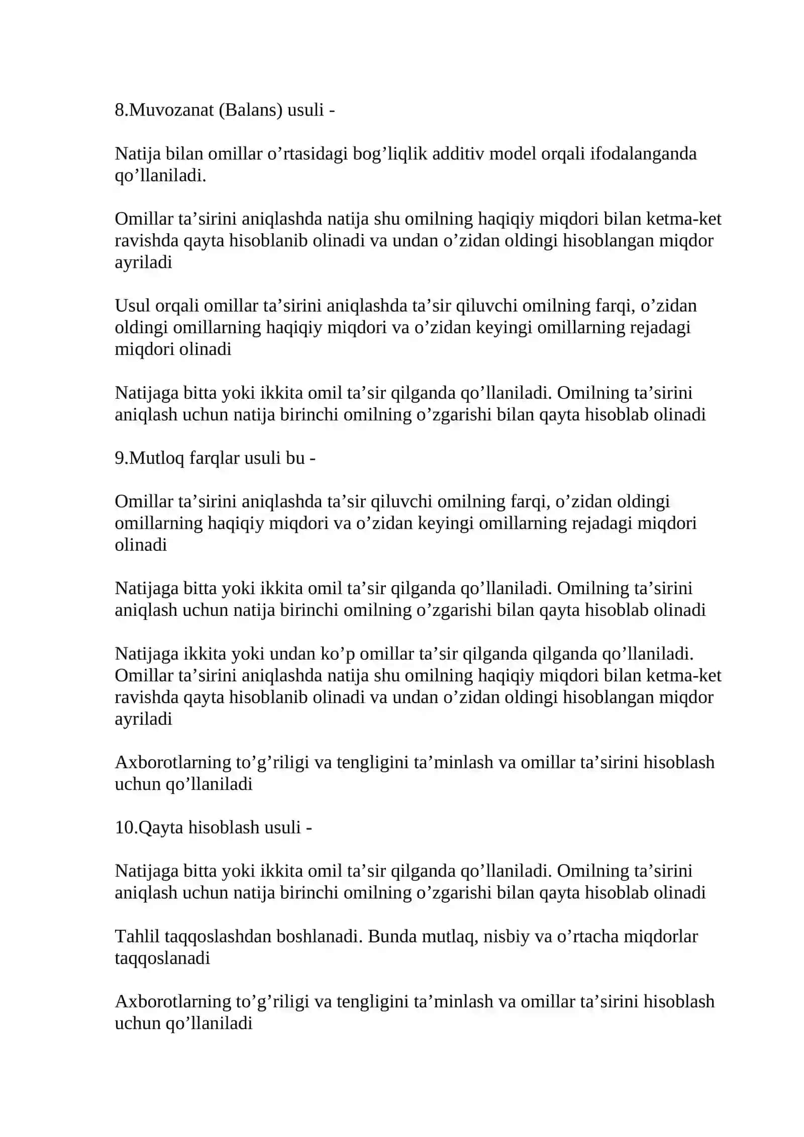 IQTISODIY TAHLIL FANIDAN TEST SAVOLLARI 3