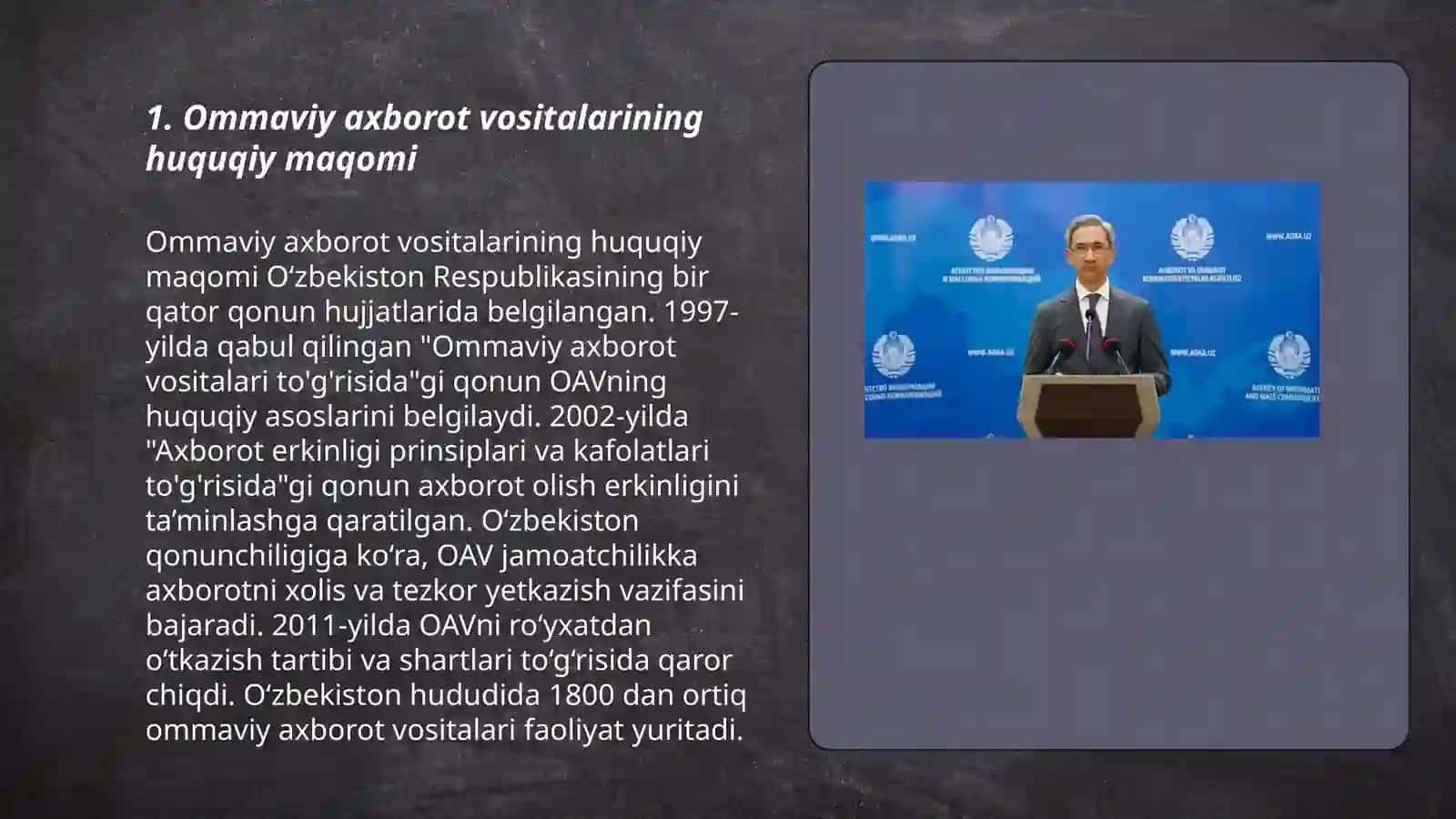 Ommaviy axborot vositalarining huquqiy maqomi 3