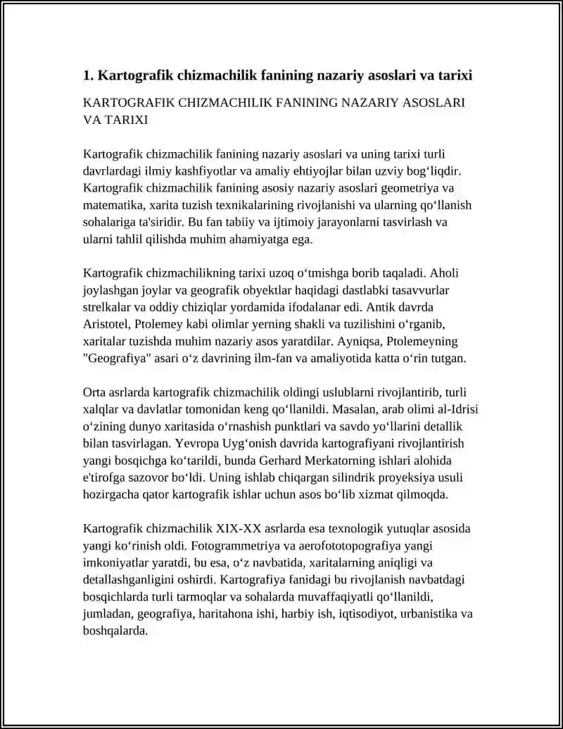 KARTOGRAFIK CHIZMACHILI FANINI MASALALARINI VA UNING QOʻLLANISH SOHASINI OʻRGANISH 3