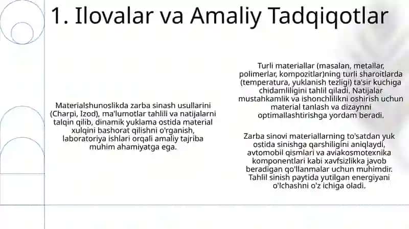 Materiallarning zarbiy qovushoqligini aniqlashni o'rganish 3