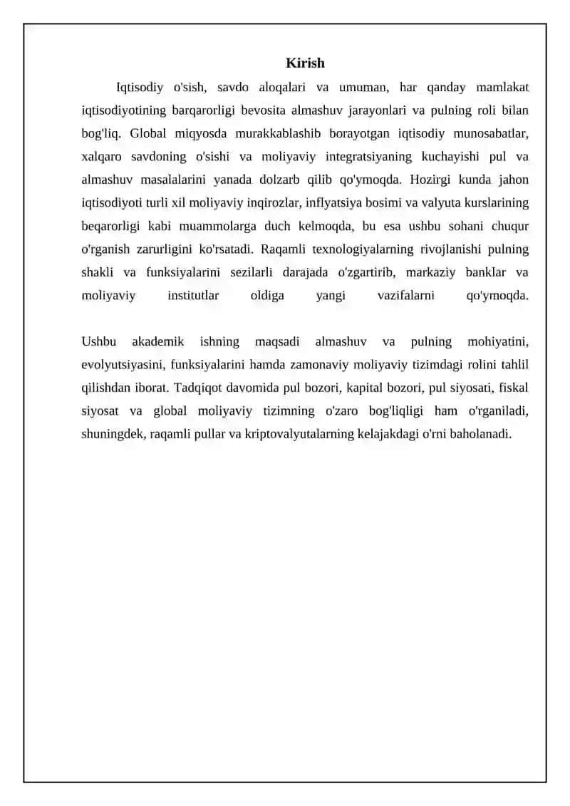 Ayirbosh va pulning asoslari 3