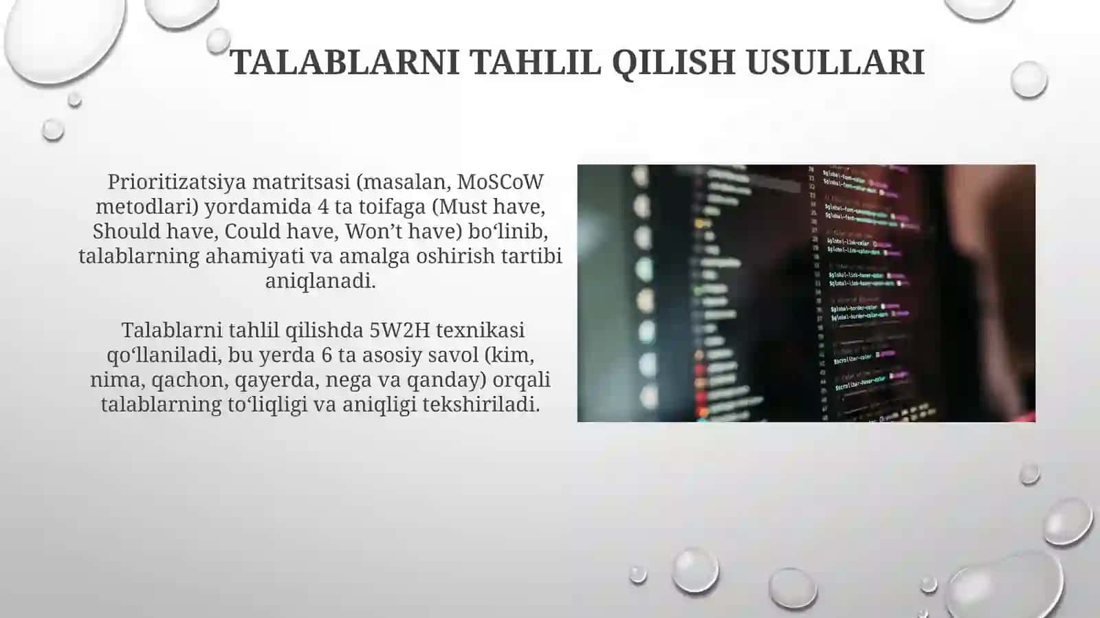 Talablarni tahlil qilish usullari 3