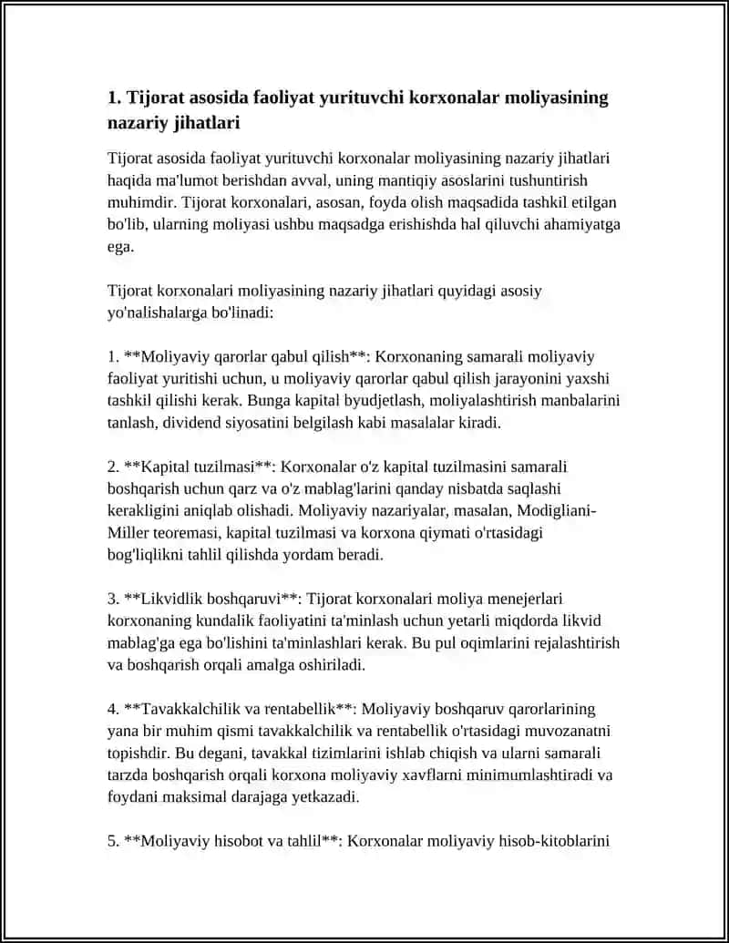 Tijorat asosida faoliyat yurituvchi korxonalar moliyasi 3