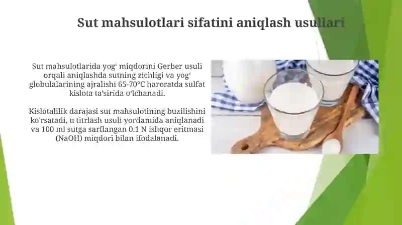 Sut va go'sht mahsulotlarini sifatini aniqlash usullari 3