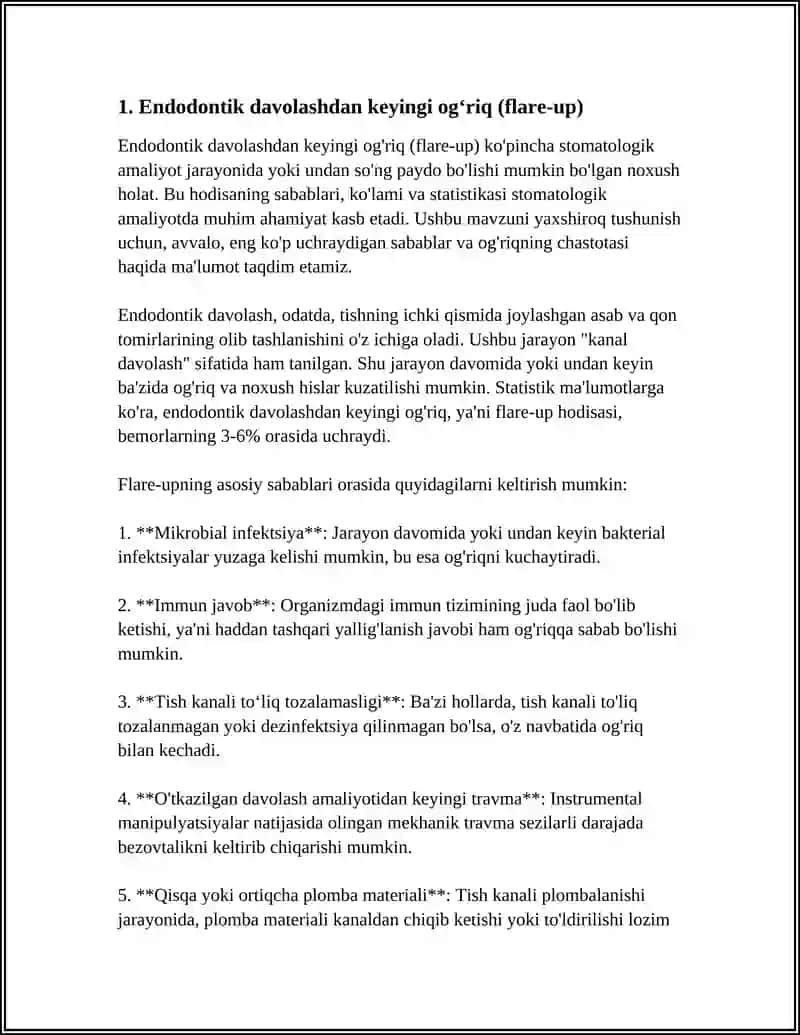 REFERAT Mavzu: PULPITLARNI DAVOLASHDAN KEYIN YUZAGA KELADIGAN ASORATLAR 3