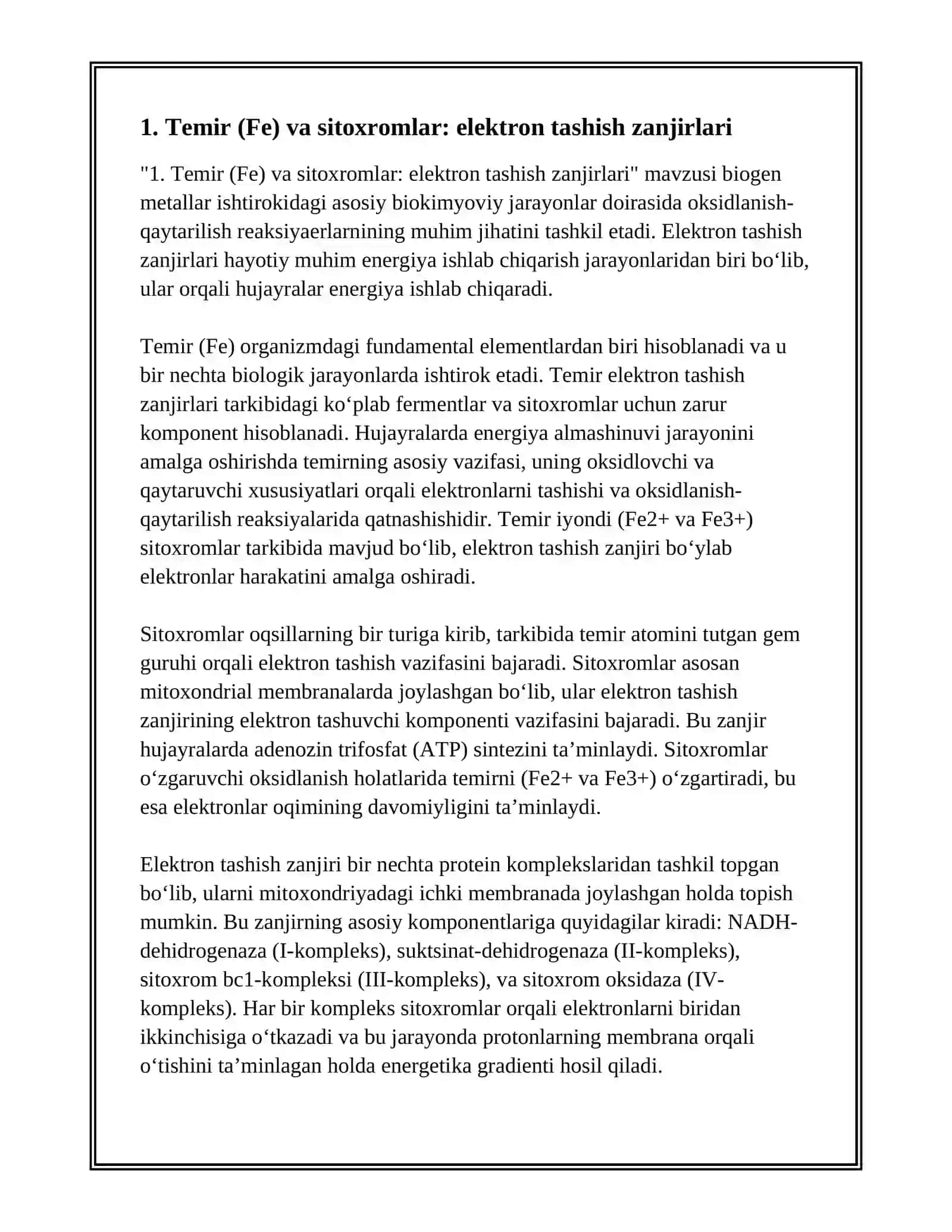 BIOGEN METALLAR ISHTROKIDA KETADIGAN ASOSIY BIOKIMYOVIY JARAYONLAR 3