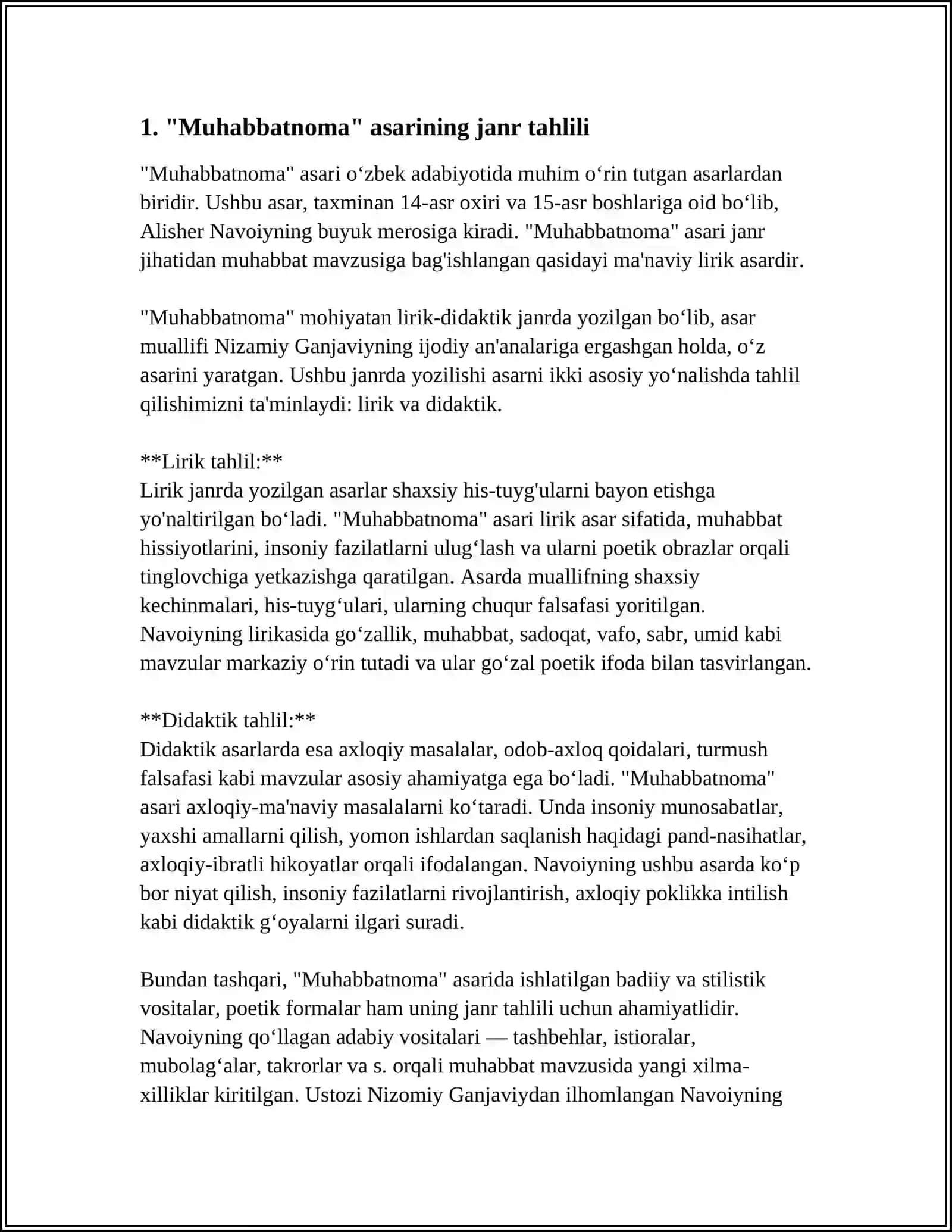 XORAZMIYNING “MUHABBATNOMA” ASARINING JANRLAR TARKIBI, BADIIY XUSUSIYATLARI 3