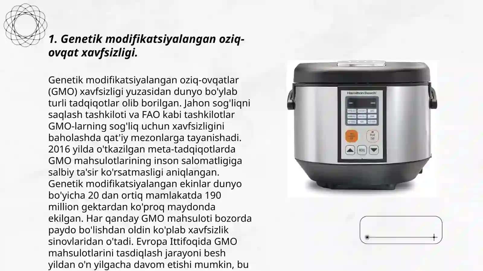 Biotexnalogik usulda olingan oziq ovqat mahsulotlarni genitek xavfsizligi 3