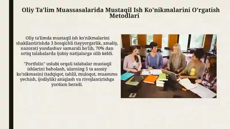 Oliy Ta'lim Muassasalarida Mustaqil Ish Ko'nikmalarini O'rgatish Metodlari 3