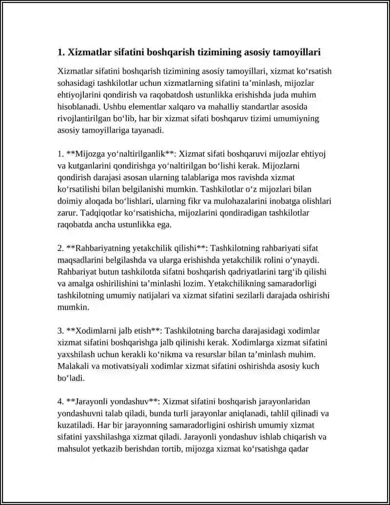 XIZMATLAR SIFATINI BOSHQARISH 3