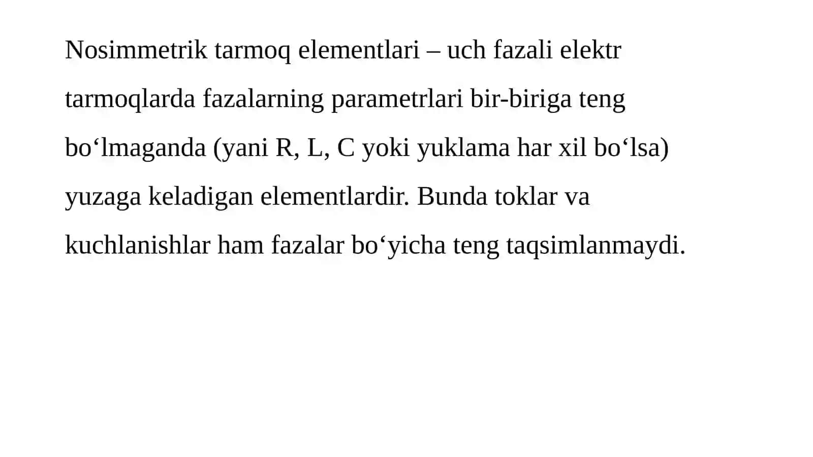 Nosimmetriyali tarmoq elementlarining parametrlari va almashtirish sxemasini tuzish 3
