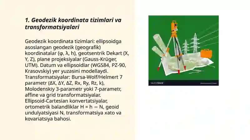 Geodeziya oʻlchovlar orqali yer yuzasini tahlil qilish 3