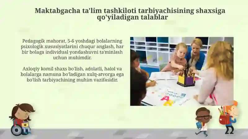 Maktabgacha ta'lim tashkiloti tarbiyachisi shaxsiga qoʻyilgan talablar 3
