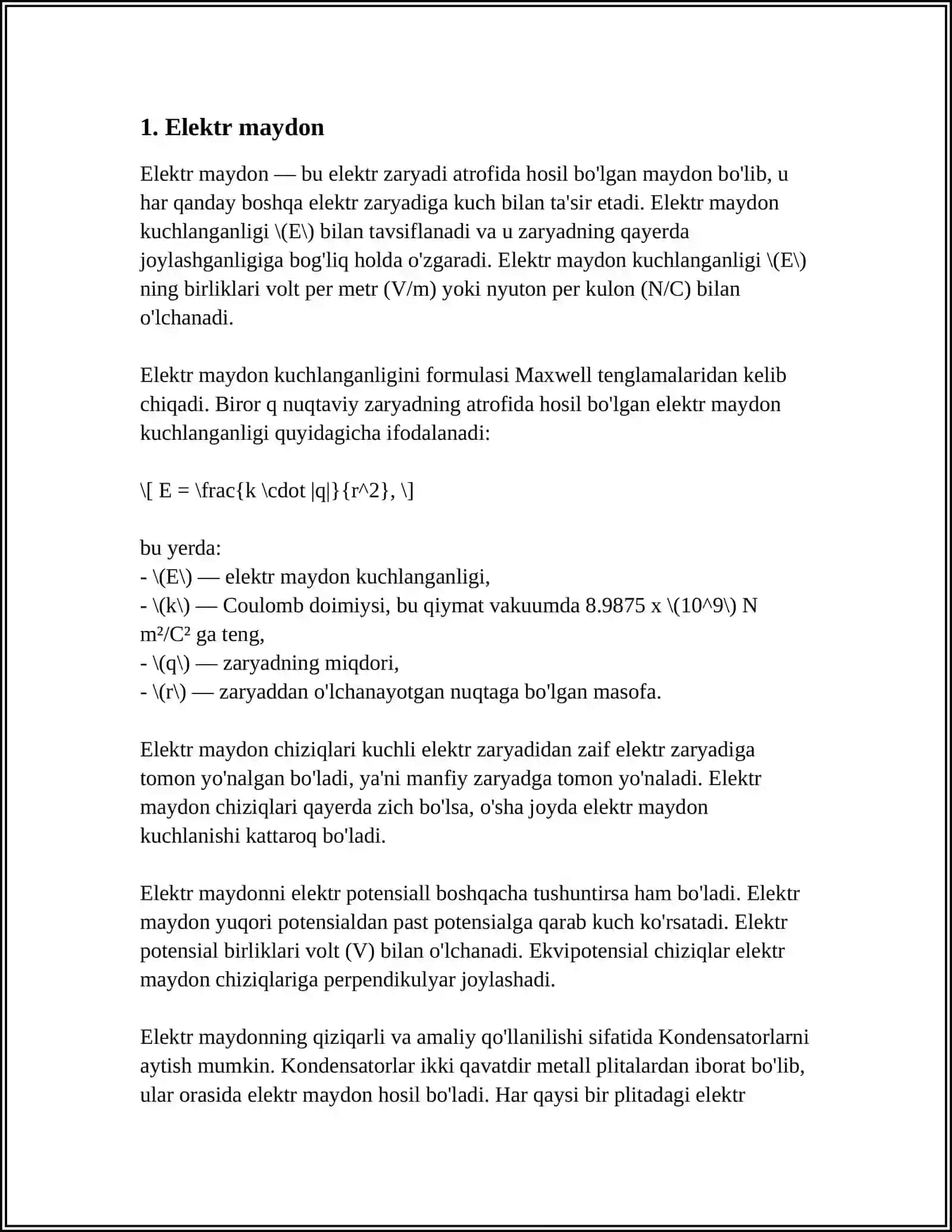 ELEKTR KATTALIKLARNI ELEKTR YURITUVCHI KUCH OLCHOVLARI 3