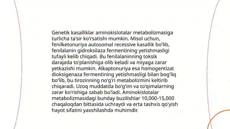 Gen kasalliklarining aminokislotalar bilan bogʻliqligi 3