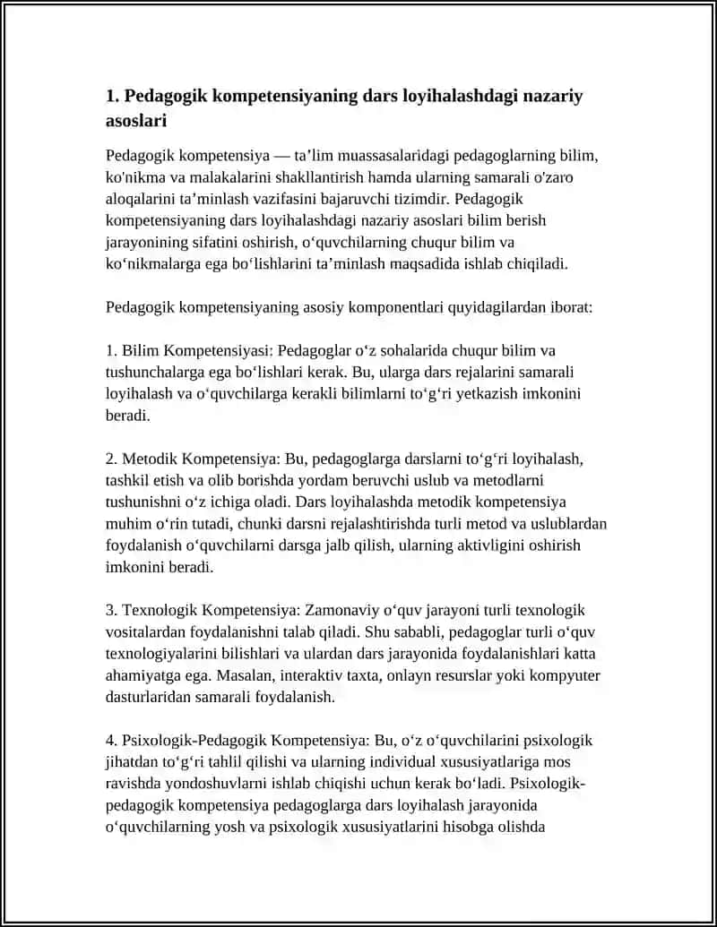 PEDAGOGIK KOMPETENSIYADAN FOYDALANISH 3