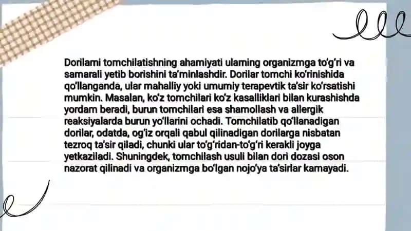 Bemorlarga dorilarni tomchilatib yuborish texnikasi 3