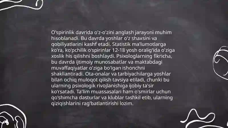 Ilk o'spirinlik davrida psixologik jarayonlarning shakllanish xususiyatlari 3