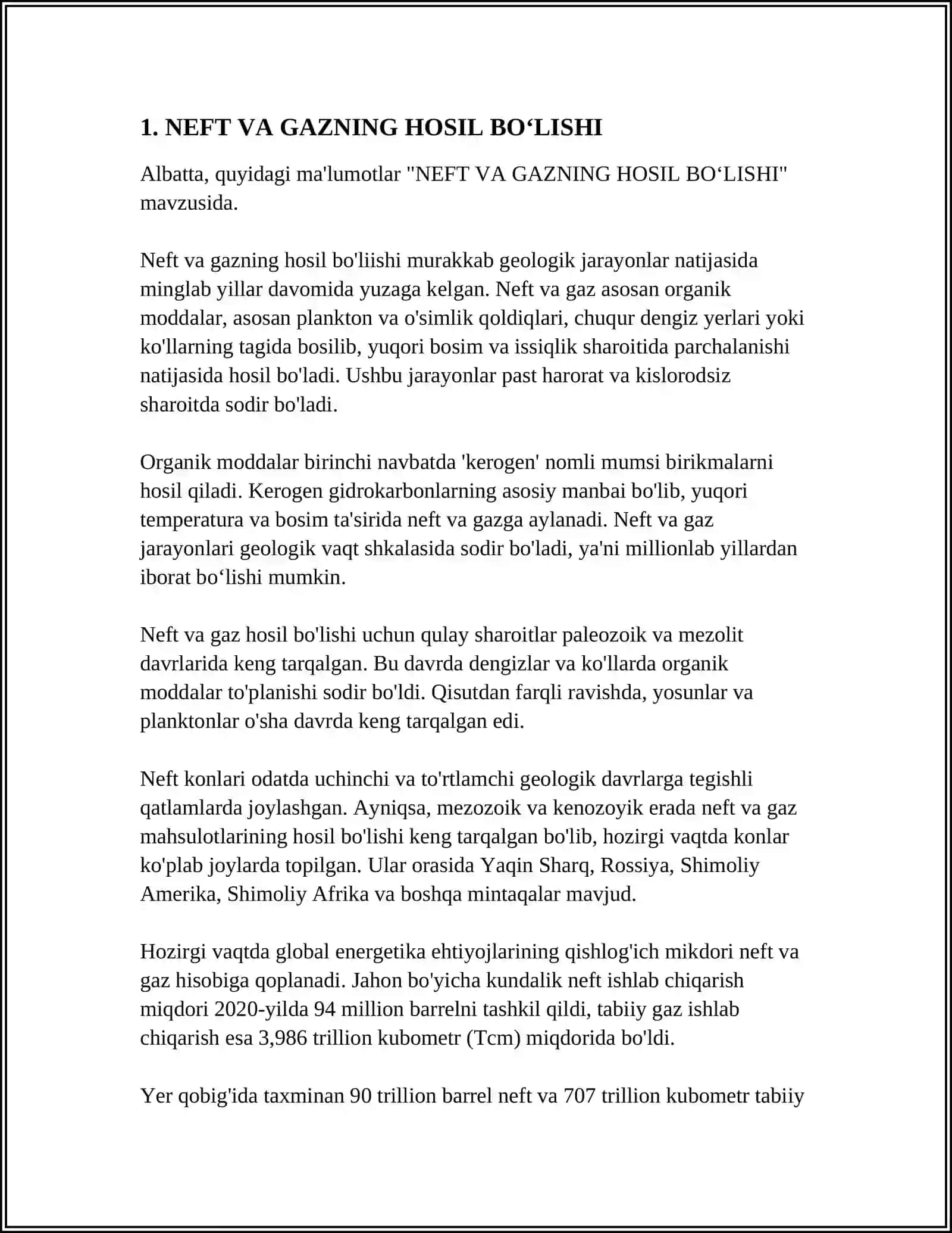 NEFT VA GAZNING HOSIL BO‘LISH NAZARIYALARI 3
