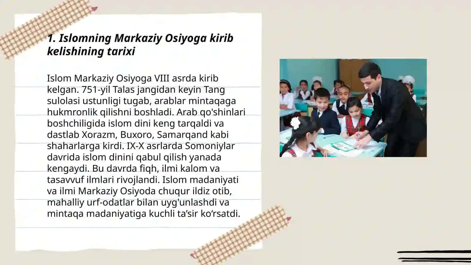 Markaziy Osiyoga islomning kirib kelishi va ijtimoiy-ma’naviy tarbiyadagi o‘zgarishlar 3