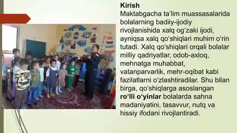 Roʻlli oʻyinlarda xalq qoʻshiqlar asosida koʻrinishlar yaratish 3