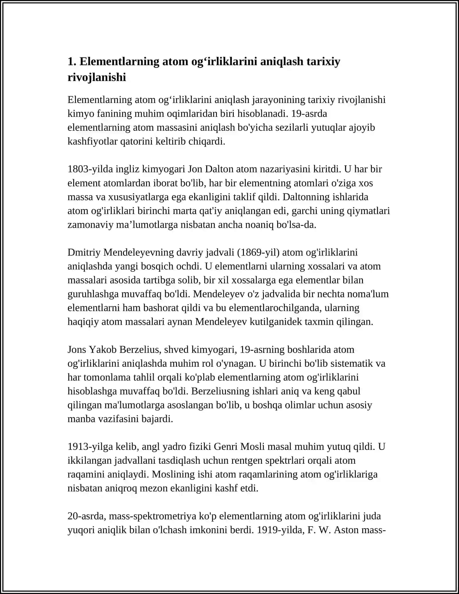 ELEMENTLARNI ATOM OGʻIRLIKLARINI ANIQLASH 3