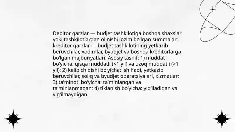 Budjet tashkilotlarida turli debitor va kreditorlar bilan hisoblashuvlar hisobi 3