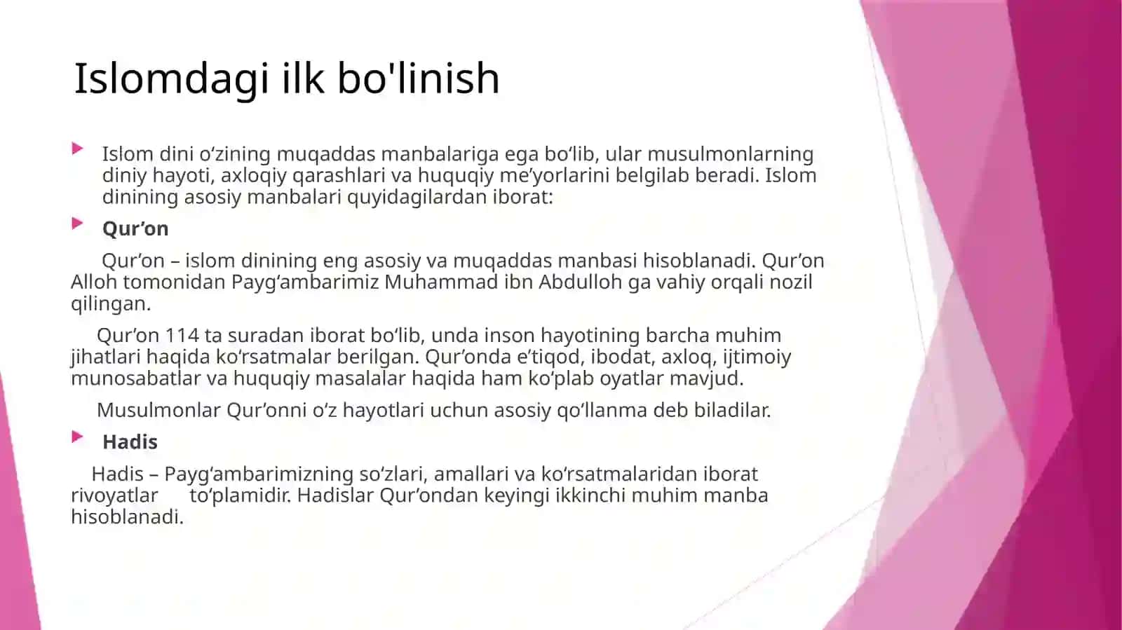 Islom dini manbalari aqidaviy maktablari,ularning hozirgi vaqtdagi ahamiyati 3