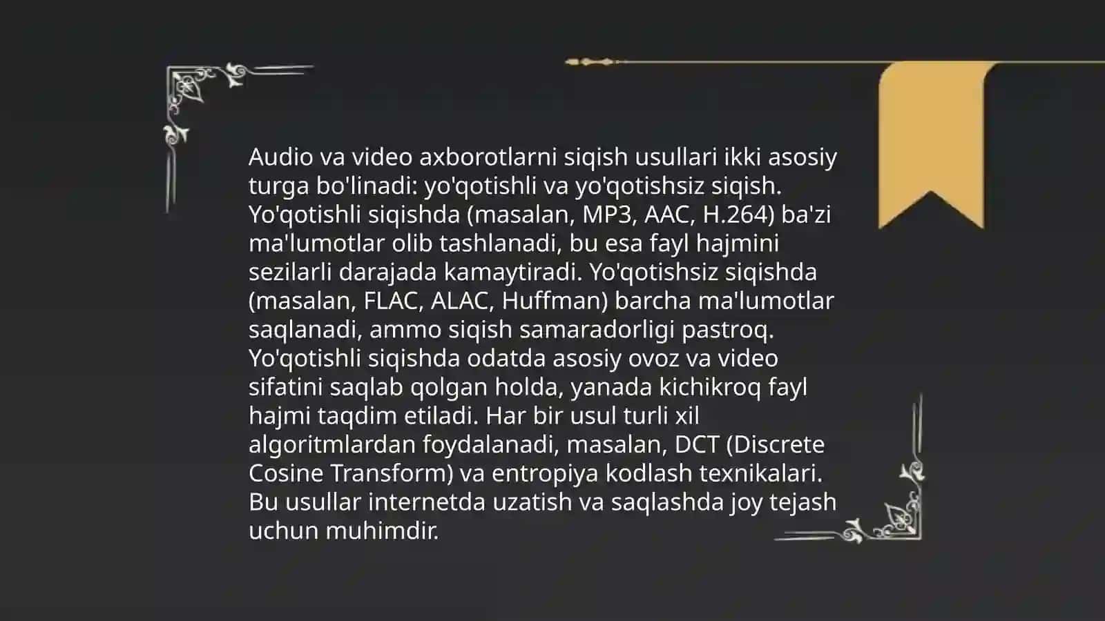 Audio va video axborotlarni kodlash 3