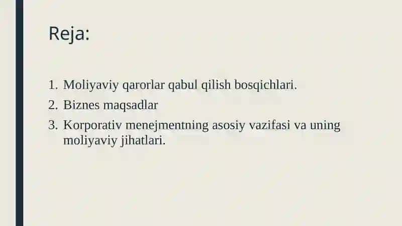 Moliyaviy qarorlar qabul qilish bosqichlari 3