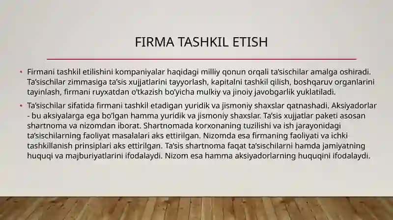 Firmavauning asosiy tashkiliy qismlari 3