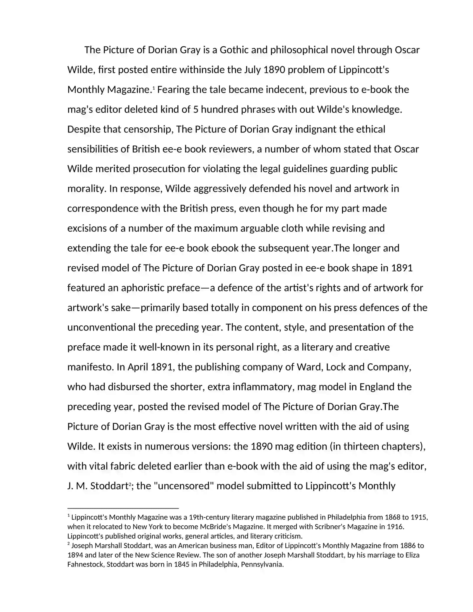The Picture of Dorian Gray Course Paper 3