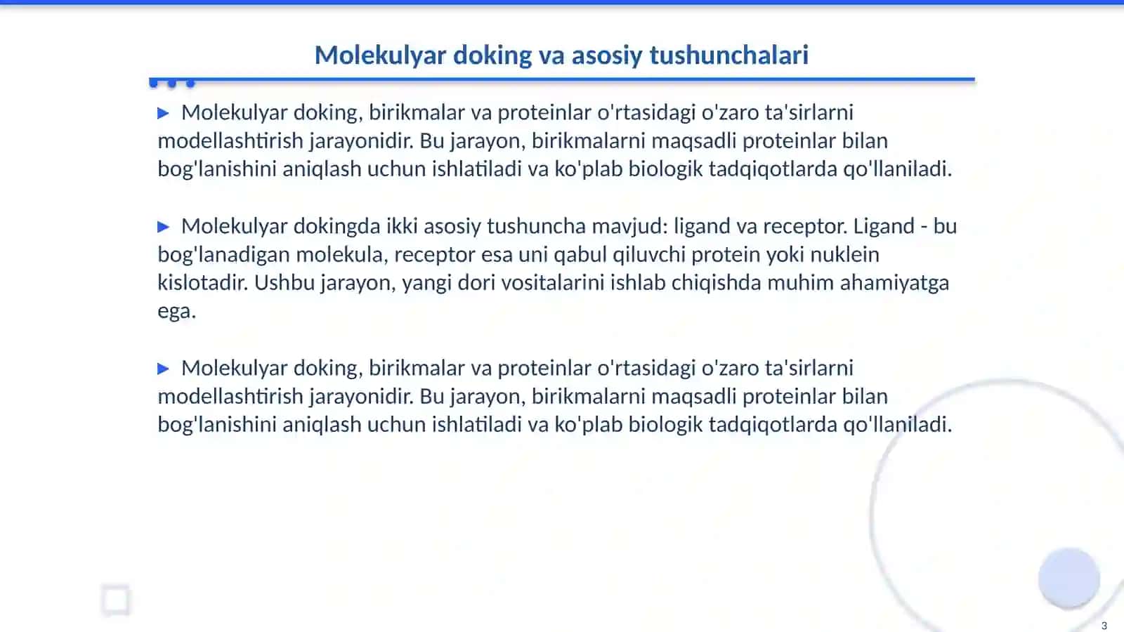 Docking dasturlari yordamida birikmalarni Molekulyar doking qilish 3