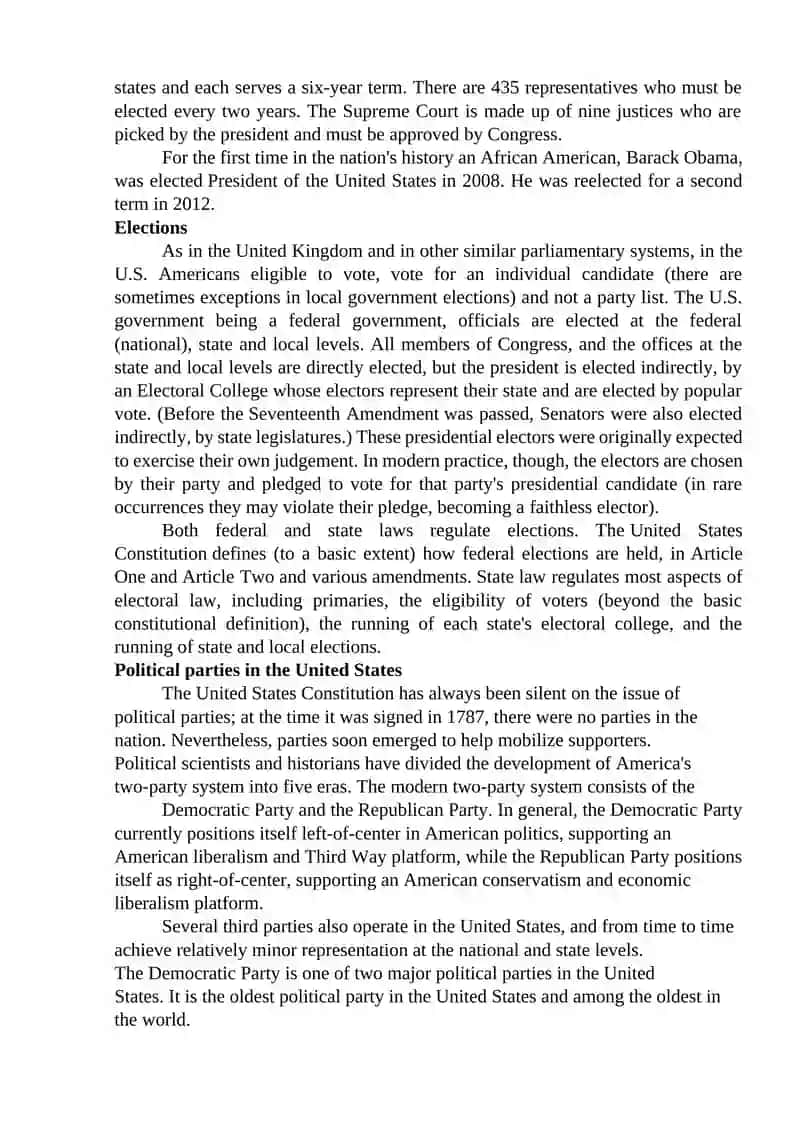 The United States of America. Political System and Government 3