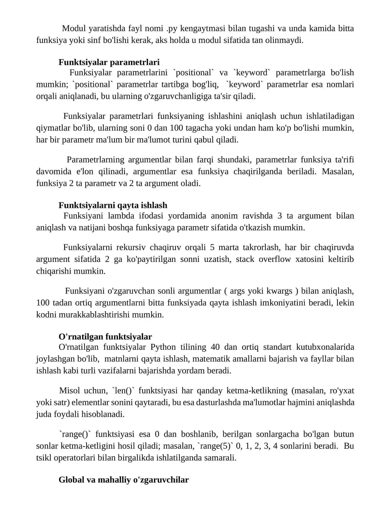 Funktsiyalar va Modullar 3