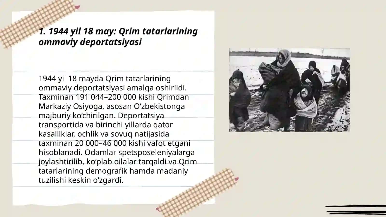 Ikkinchi jahon urish yillarida Oʻzbekistonga deportatsiya qilingan qirim tatarlar 3