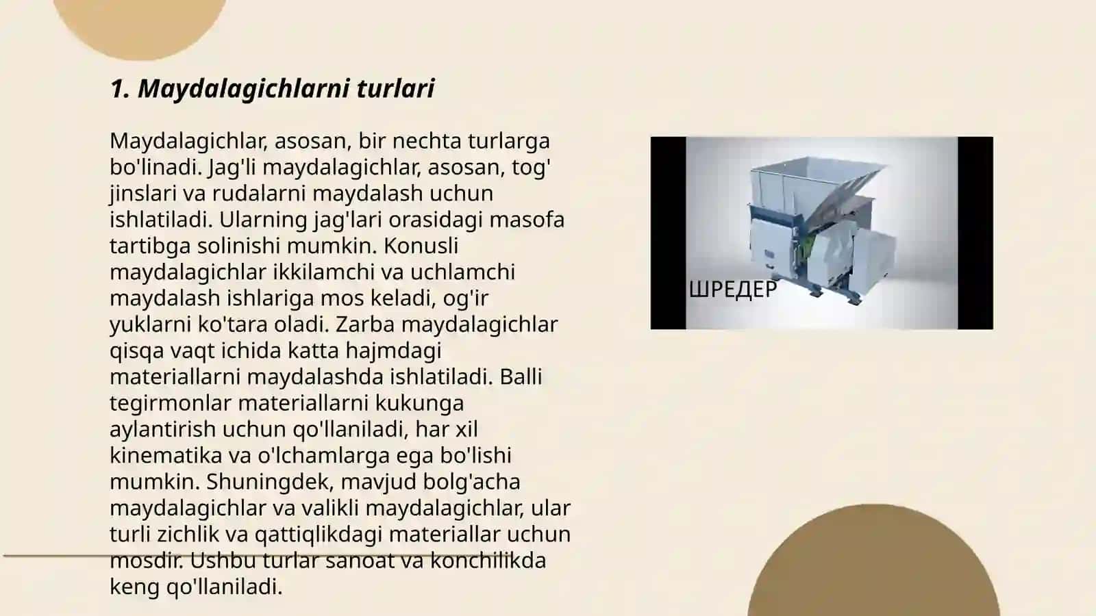 Maydalagichlar konstursiyasi 3
