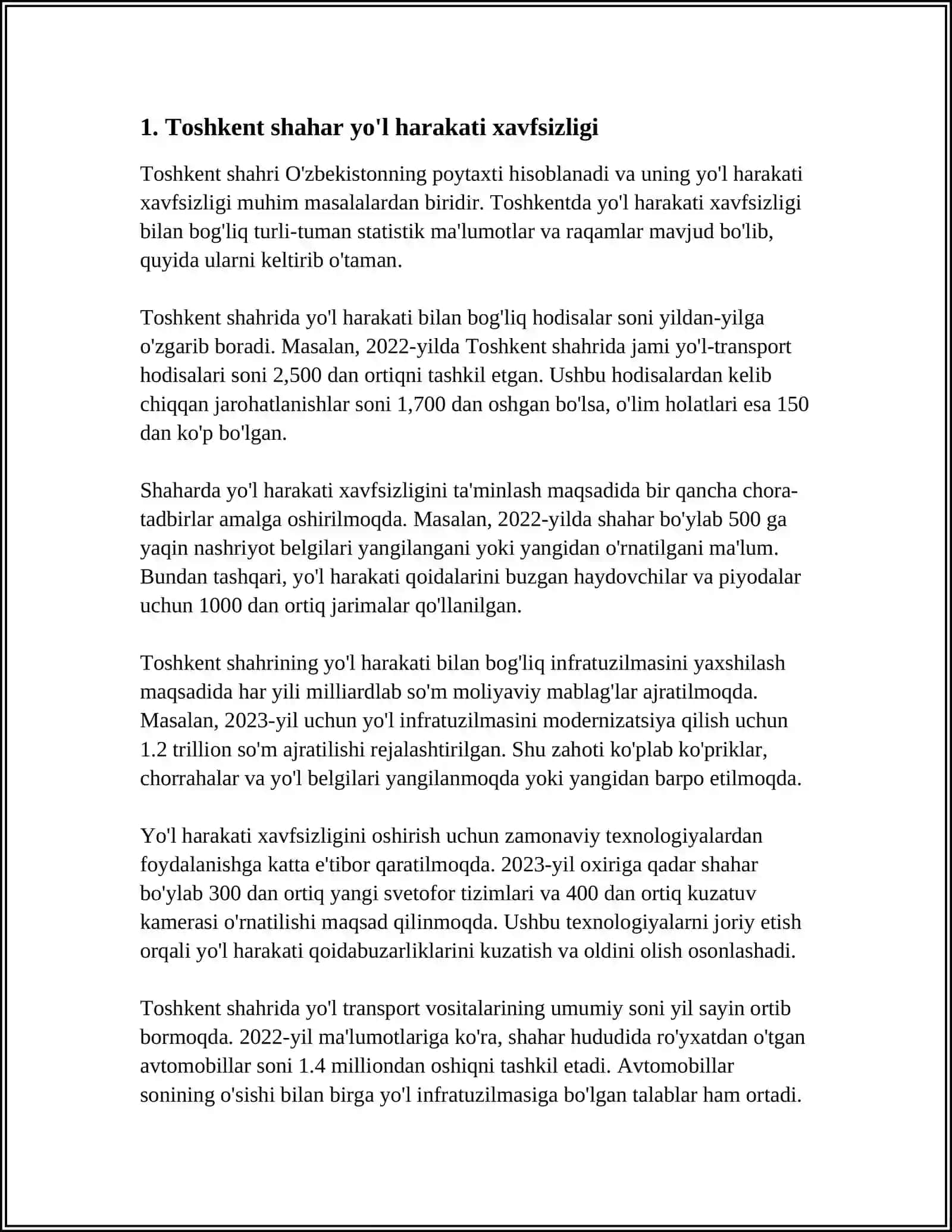 Toshkent Shahar Yo'l Harakati Xavfsizligi 3