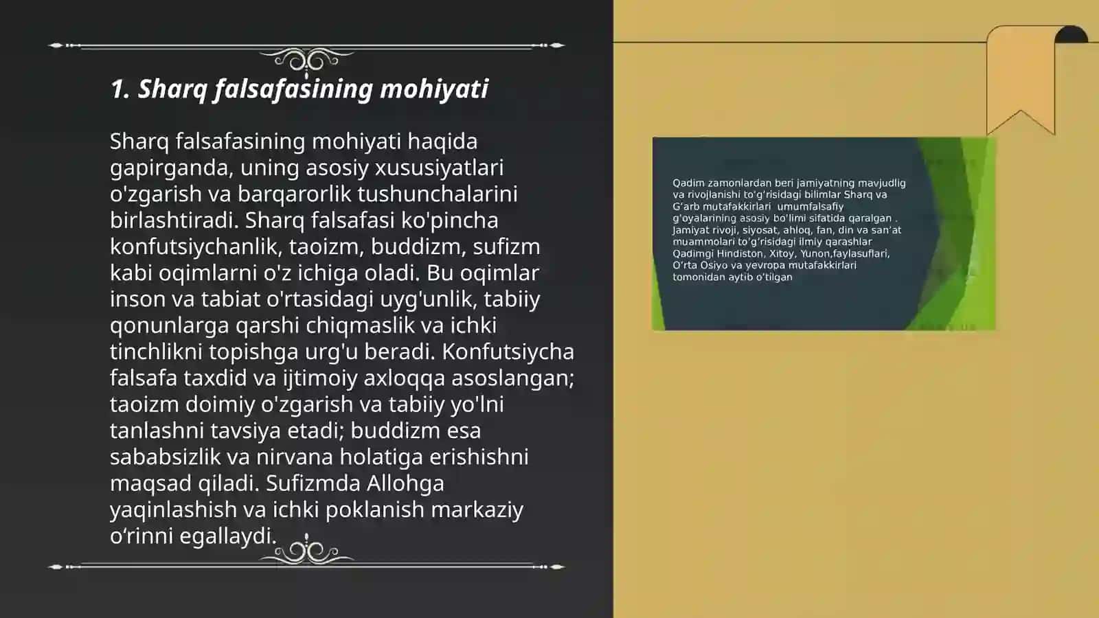 Falsafaning mohiyatiga oid Sharq va G'arb mutafakkirlari ta'riflarini tasniflash 3