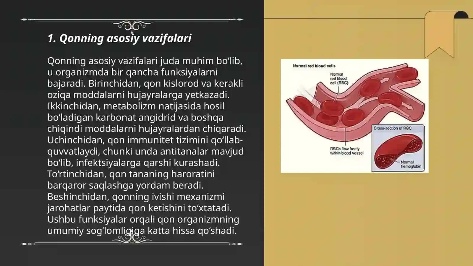 Qon fiziologiyasi Qonning vazifalari 3