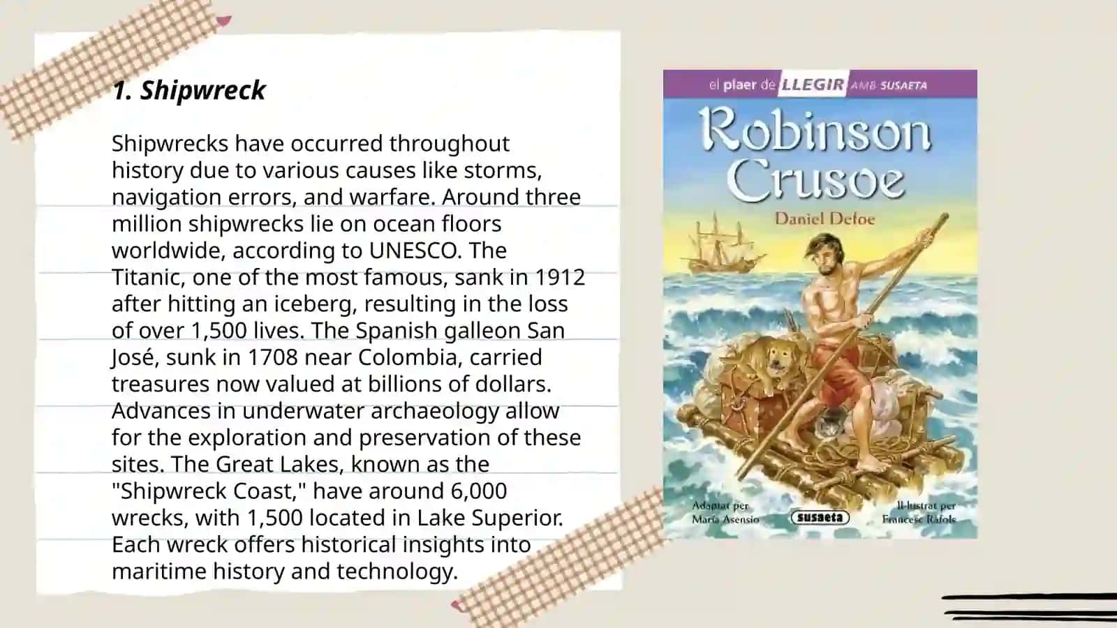 the plot of Daniel Defoe's novel "Robinson Crusoe" 3