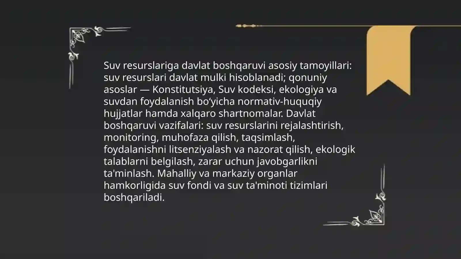 Suv resurslarini muhofaza qilish va ulardan foydalanishning huquqiy holati 3