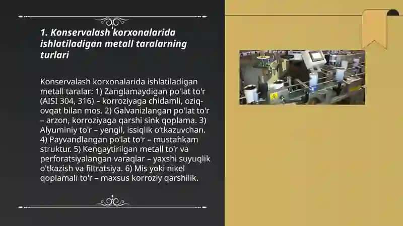 Konservalash korxonalarida qo'llaniladigan taralar 3