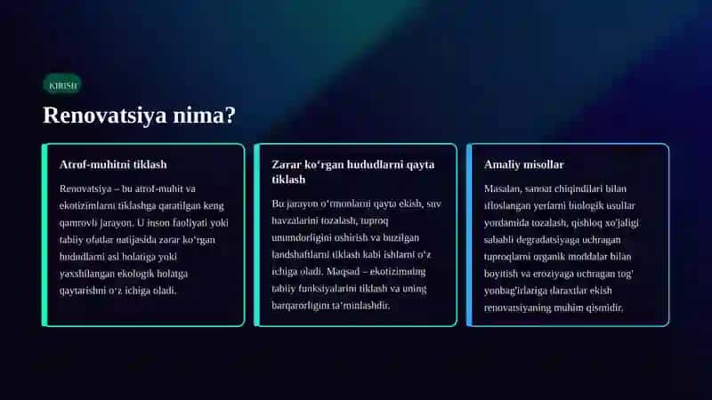 Renovatsiya va Reintroduksiya: Tabiatni Qayta Tiklash San’ati 3