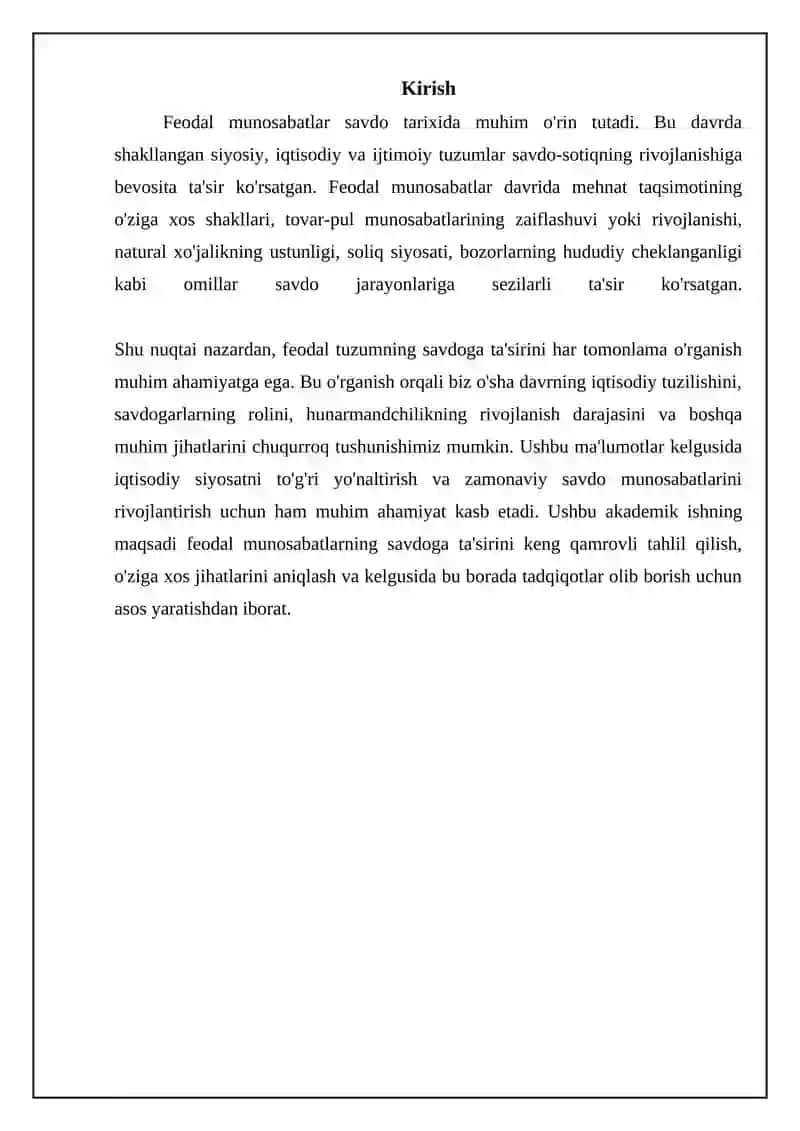 Feodalizm davrida savdoning xususiyatlari 3